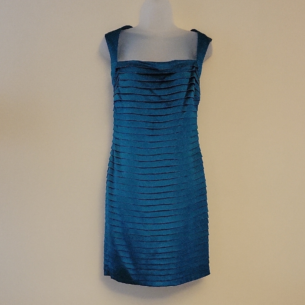 Nicole Miller Teal Blue Silk Satin Mini Dress Sz 6 Perfect